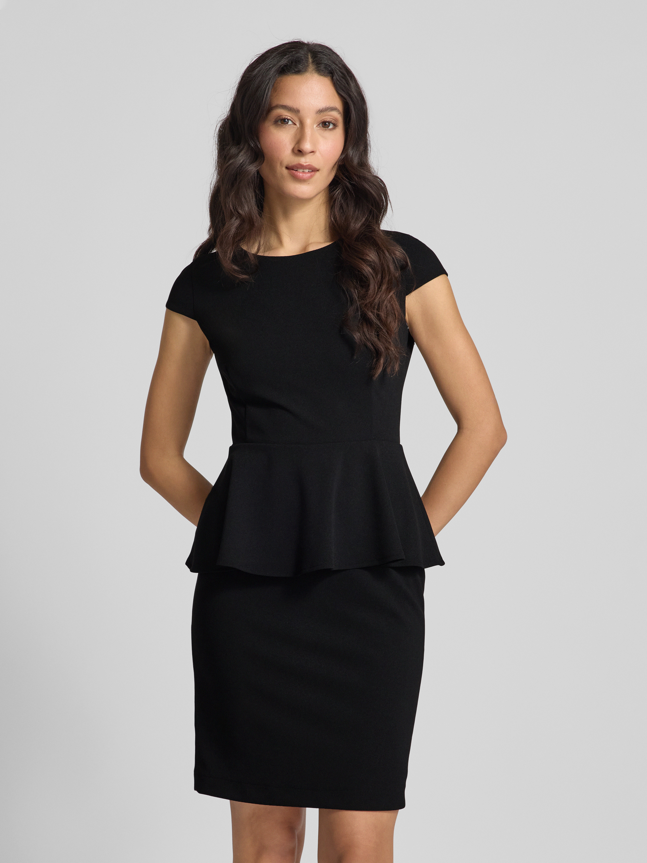 Agnes Orinda Damen Bleistiftkleid Mit Schößchen – 3/4-Ärmel, Dehnbar, Business-Kleid Übergröße