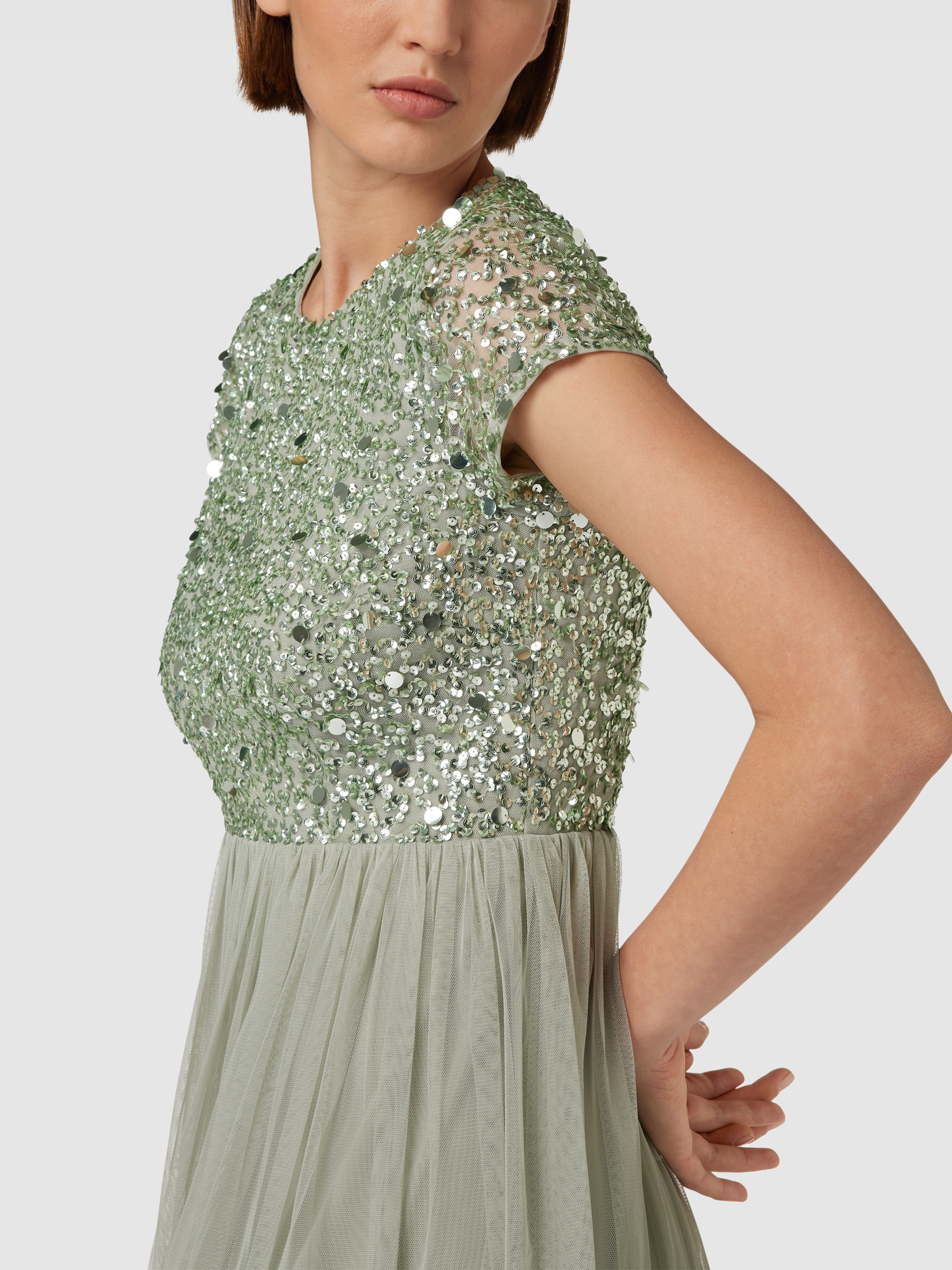 Abendkleid, Orange, mit Pailletten