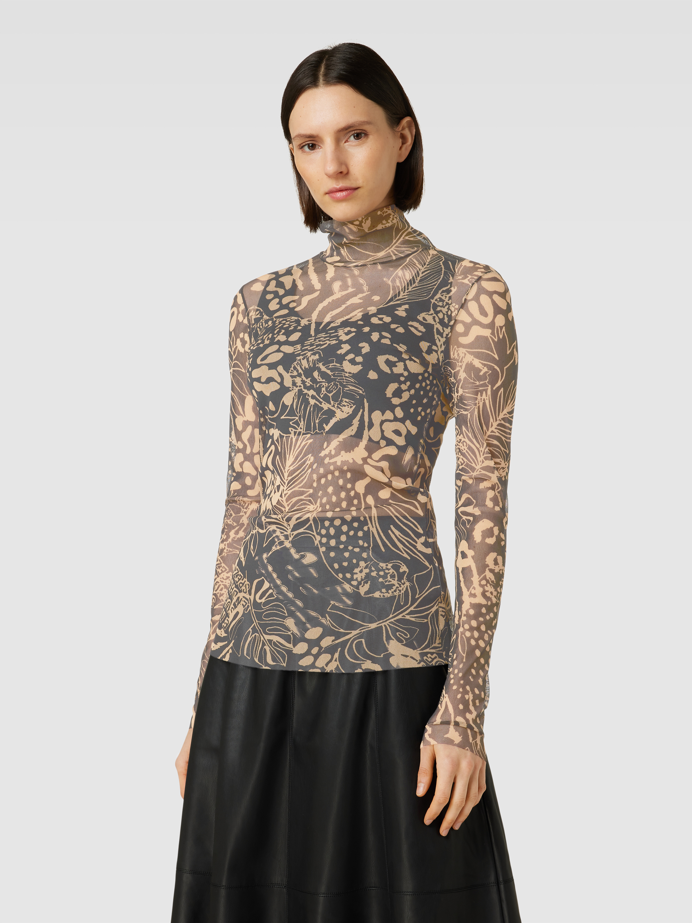Transparant dameshemd, nethemd, korte mouwen, blouse, transparant, zwart