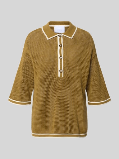 Style Icon Collection - Koszulka z dzianiny z kołnierzykiem polo i listwą guzikową curated by Anna Schürrle