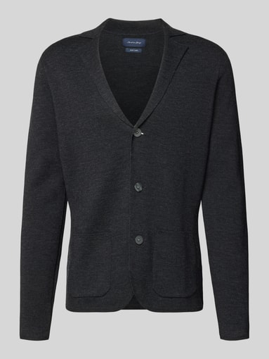 Christian Berg Men - Gebreid jack van wolmix met reverskraag