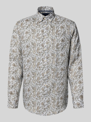 Christian Berg Men - Regular Fit Leinenhemd aus reinen Leinen