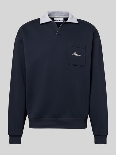 REVIEW - Sweatshirt met contrastkraag en Borstzak met geborduurd logo