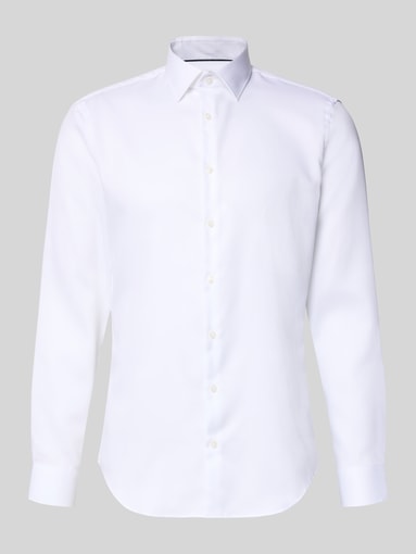 Jake*s - Slim Fit Business-Hemd mit Strukturmuster und Kentkragen