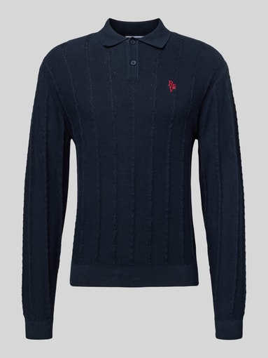 REVIEW - Strickpullover mit Strukturmuster und Polokragen