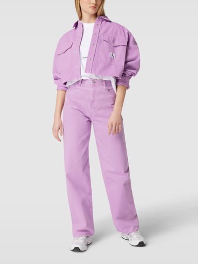 Calvin Klein Jeans Oversized Jeansjacke mit Label-Patch (violett 