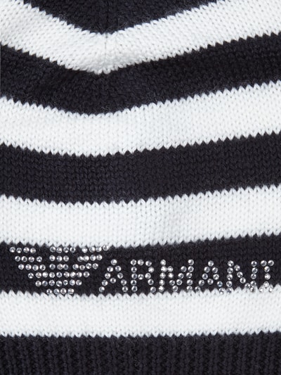 Armani Jeans Strickmütze mit Logo aus Ziersteinen Blau 2