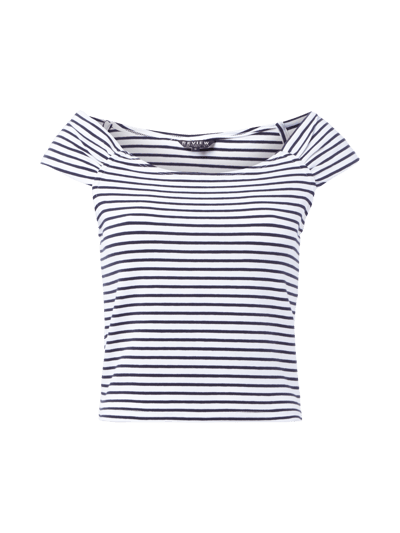 Review Cropped Shirt aus Jersey mit Streifen-Dessin Weiss 1