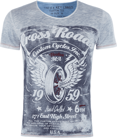 Key Largo T-Shirt mit Vintage-Print Bleu 5