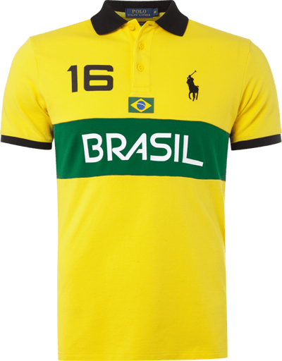 Polo Ralph Lauren Custom Fit Poloshirt mit Brasilien-Prints Gelb 4