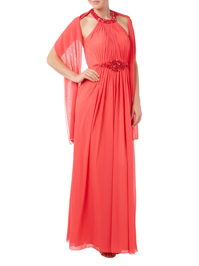 Luxuar Abendkleid mit Pailletten und Stola  Orange 5