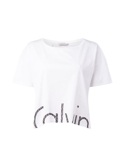 Calvin Klein Jeans T-Shirt in verkürzter Passform mit Logo-Print Weiss 1