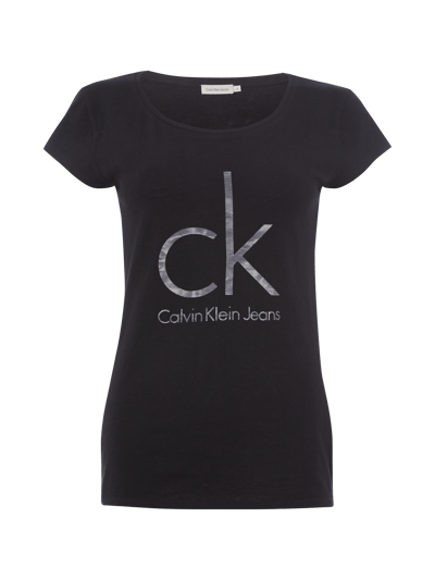 Calvin Klein Jeans T-Shrit mit großem Metallic-Logoprint Black 1