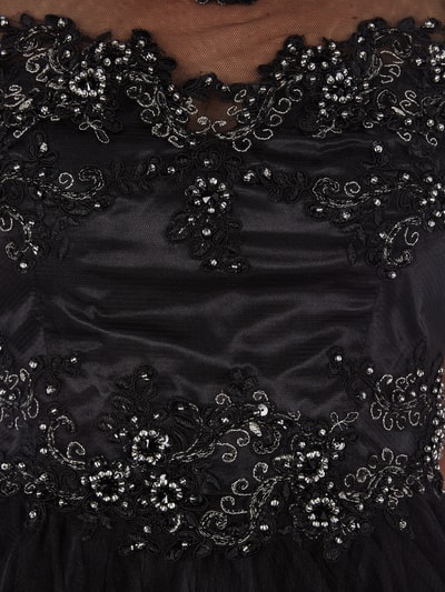 Niente Cocktailkleid aus feinem Tüll mit Ziersteinen Schwarz 3