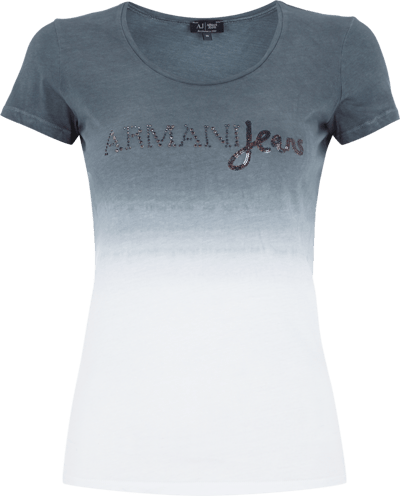 Armani Jeans T-Shirt mit Zierstein- und Paillettenbesatz Black 4