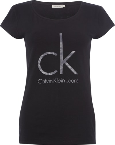 Calvin Klein Jeans T-Shrit mit großem Metallic-Logoprint Black 4