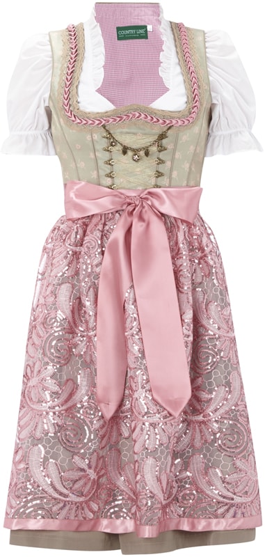 Country Line Dirndl mit Pailletten an der Schürze Sand 6