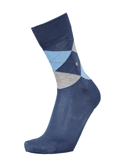 Burlington Socken mit Rautenmuster Rauchblau 1