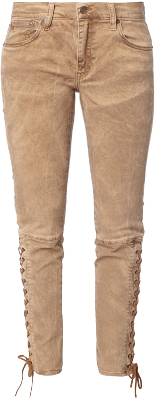 Polo Ralph Lauren Skinny Fit Jeans mit Schnürungen Mittelbraun 7