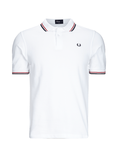 Fred Perry Slim Fit Poloshirt mit Kontraststreifen Weiss 1