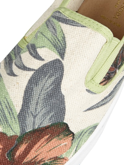 Scotch & Soda Slip-On Sneakers aus bedrucktem Canvas Ecru 2