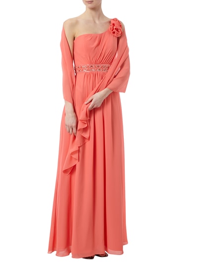 Niente Abendkleid mit One-Shoulder-Träger Koralle 6