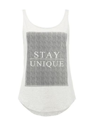 REVIEW Tanktop mit Message-Print Offwhite meliert 1