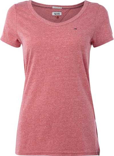 Tommy Jeans T-Shirt mit Logo-Stickerei im Brustbereich Fuchsia 6
