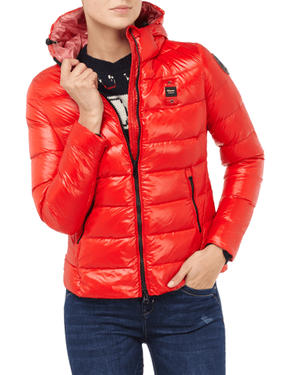 Blauer Usa Light-Daunen Steppjacke mit Kapuze Rot 4