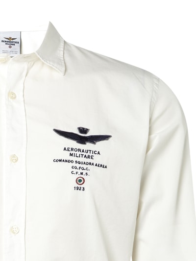 Aeronautica Militare Slim Fit Freizeithemd mit Logo-Stickerei Weiss 2