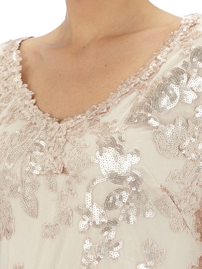 Adrianna Papell Abendkleid mit Muster aus Paillettenbesatz Sand 3