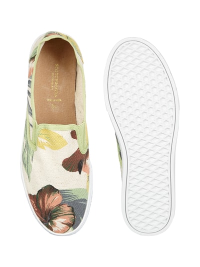 Scotch & Soda Slip-On Sneakers aus bedrucktem Canvas Ecru 5