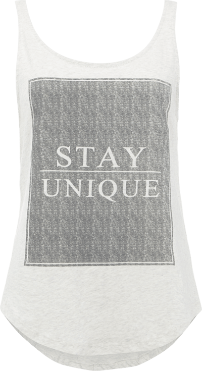 REVIEW Tanktop mit Message-Print Offwhite meliert 5