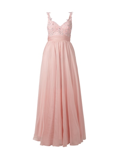 Luxuar Abendkleid mit floraler Zierborte Rosa 2