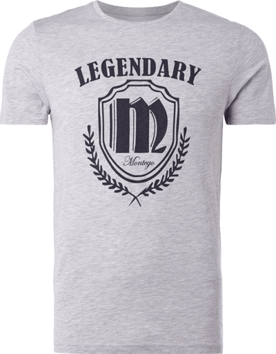 Montego T-Shirt mit großem Message- und Logo-Print Hellgrau Melange 4