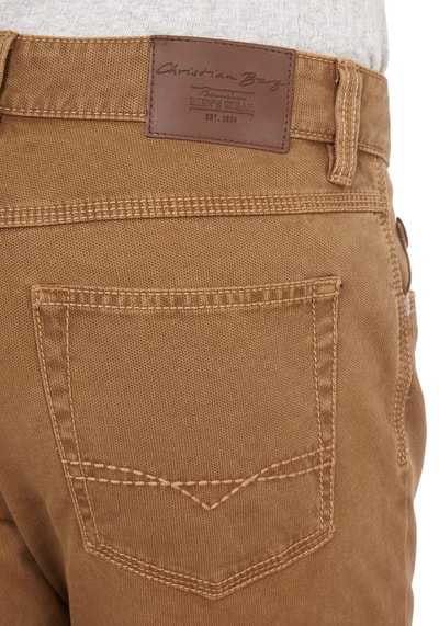 Christian Berg Men 5-Pocket-Hose mit feiner Webstruktur Beige 2