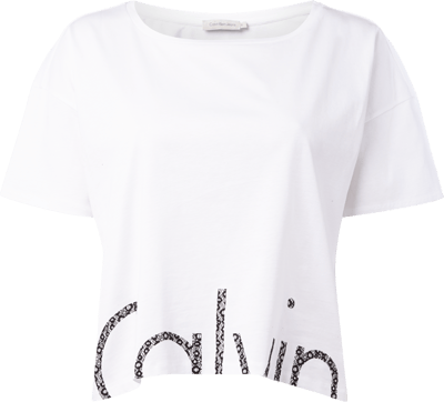 Calvin Klein Jeans T-Shirt in verkürzter Passform mit Logo-Print Weiss 6