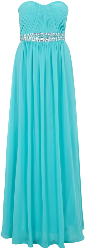 Luxuar Abendkleid im Empire-Stil mit Ziersteinbesatz Aqua 5