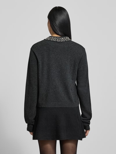 Gestuz Sweter z dzianiny z kołnierzykiem polo model ‘manzi’ Ciemnoszary melanż 5