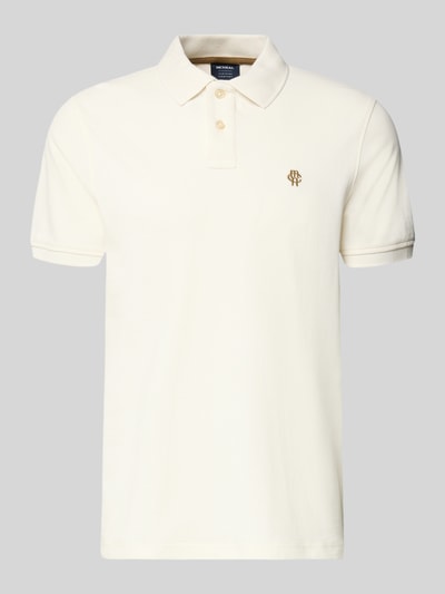Produktfoto, Slim Fit Poloshirt mit Logo-Stitching von MCNEAL aus reiner Baumwolle in Creme, mit Polokragen und kurzer Knopfleiste.