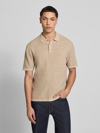 JACK & JONES regular fit poloshirt met structuurpatroon model 'GEORGE' Beige gemêleerd - 4