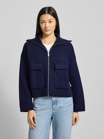 Armedangels Oversized lange jas met wol, model 'JOANIAAS' Marineblauw - 4