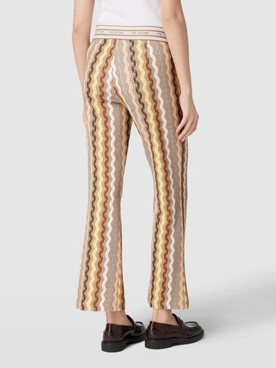 Cambio Flared cut stoffen broek met all-over motief, model 'FAITH' Beige - 5