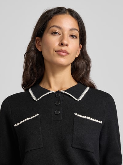 SUNCOO PARIS Regular fit poloshirt met borstzakken, model 'POLKA' Zwart - 3