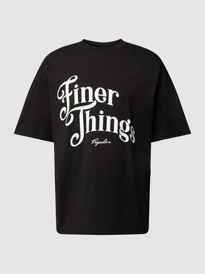 Pegador T-shirt o kroju oversized z nadrukiem z logo Czarny 2