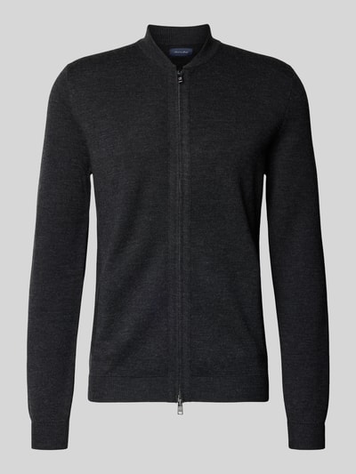 Christian Berg Men Slim Fit Strickjacke mit Stehkragen Anthrazit Melange 2