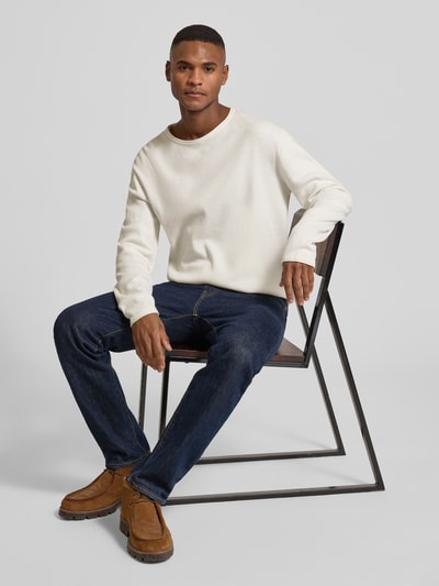 Tom Tailor Denim Regular Fit Strickpullover aus reiner Baumwolle Offwhite 3