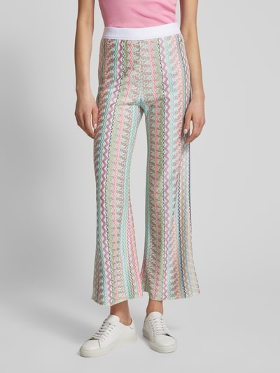 Marc Cain Flared stoffen broek met all-over motief Neon groen - 4