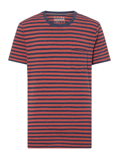 Christian Berg Men T-Shirt mit Streifenmuster Dunkelblau Melange 1