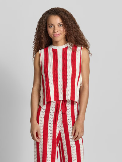 Karo Kauer Strickshirt mit seitlicher Schnürung Rot 4